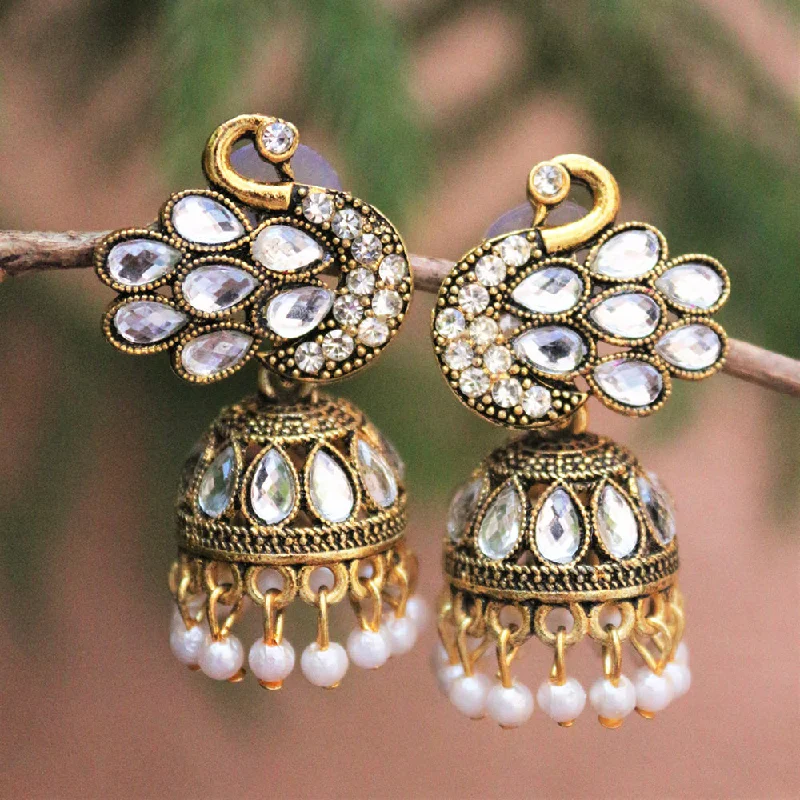 Boho Drop Earrings-Boho Drop Earrings-H K Fashion Gold Plated Crystal Stone Jhumki Earrings