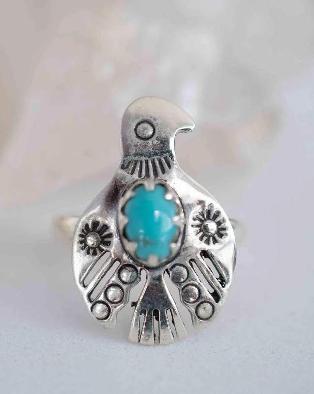 Fashion Ring for Women-Bird Ring ~ Turquoise~ Sterling Silver 925 ~MR297