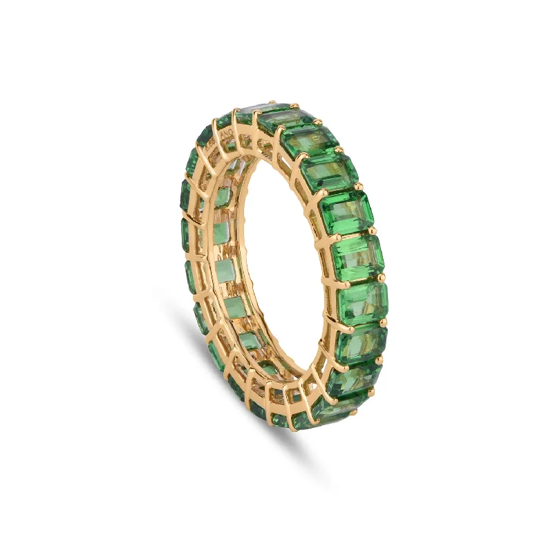 Women’s Designer Engagement Ring-Green Tsavourite Eternity Band