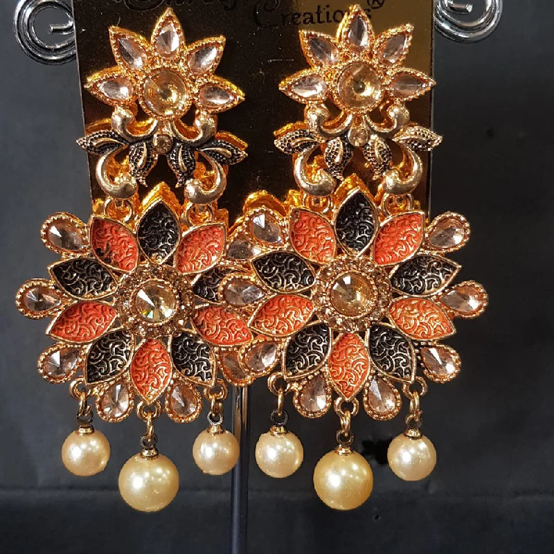 Fashionable Drop Earrings-Fashionable Drop Earrings-Shreeji Gold Plated Crystal Stone Dangler Earrings