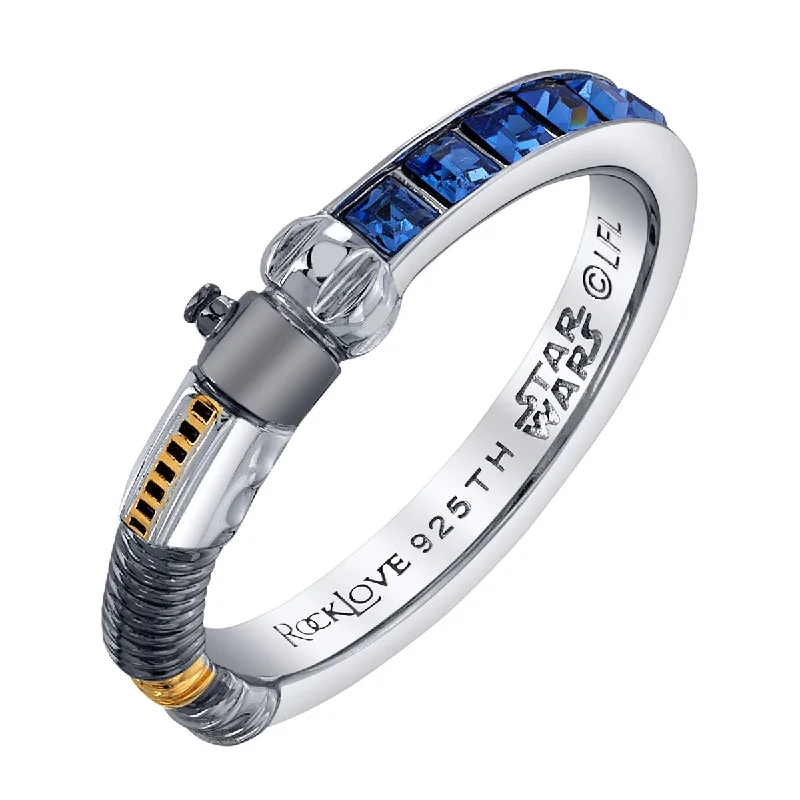 Two-Tone Wedding Ring-Star Wars X RockLove Obi-Wan Kenobi Crystal Lightsaber Ring