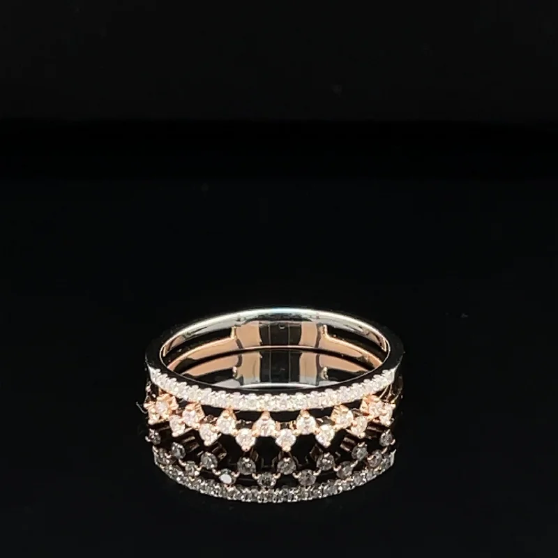 Couples Matching Rings-Diamond 0.24ctw Triple Row Cluster Trellis Wedding Band in 18k Two-Tone Gold - #269 -RGDIA666080