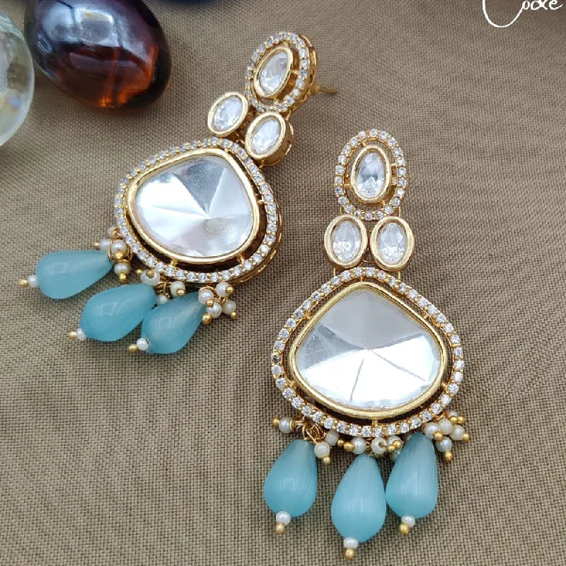 Round Shape Earrings-Round Shape Earrings-Jewel Addiction Gold Plated Kundan Dangler Earrings