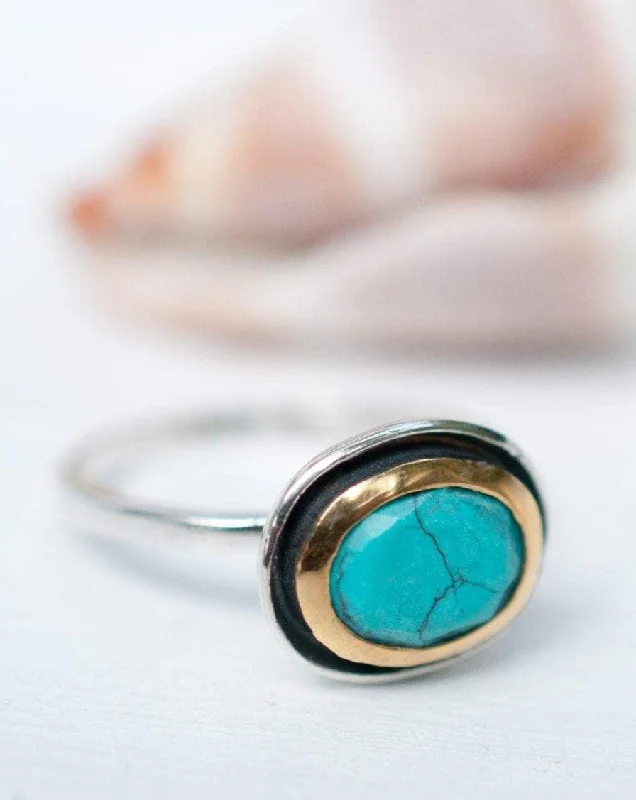 Custom Promise Ring for Women-Howlite dyed Turquoise Ring ~ Sterling Silver 925 ~ MR218