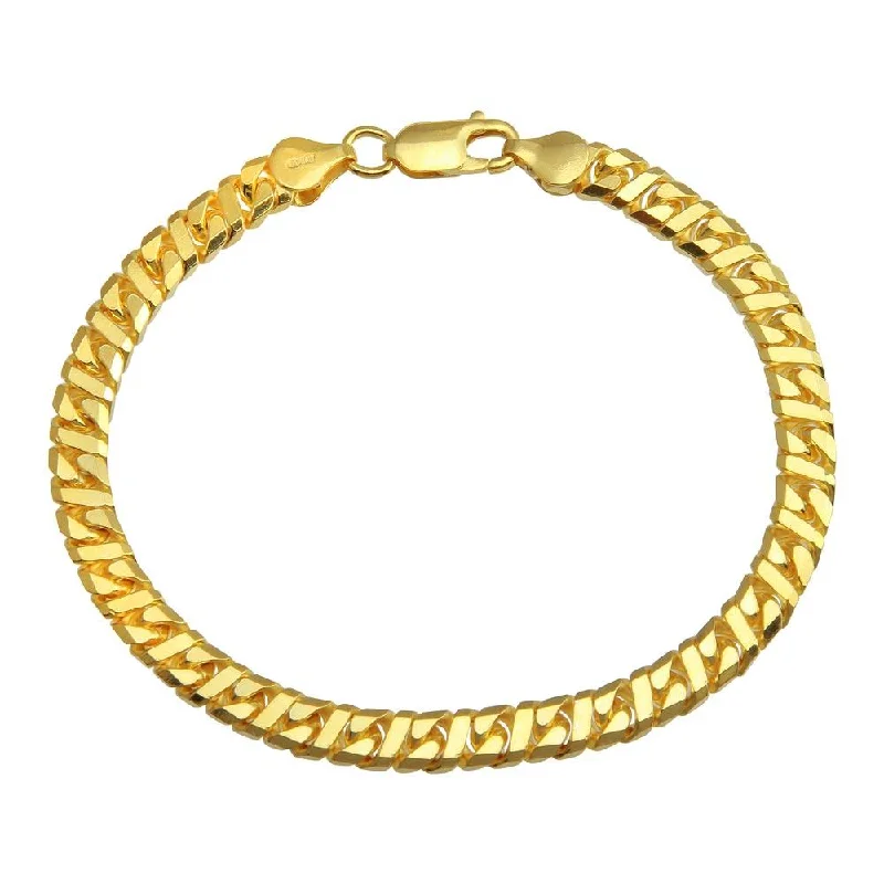 Gemstone Bracelet for Women-925 Sterling Gold Plated Dollar Miami Cuban Bracelet 5.8mm - VGB13