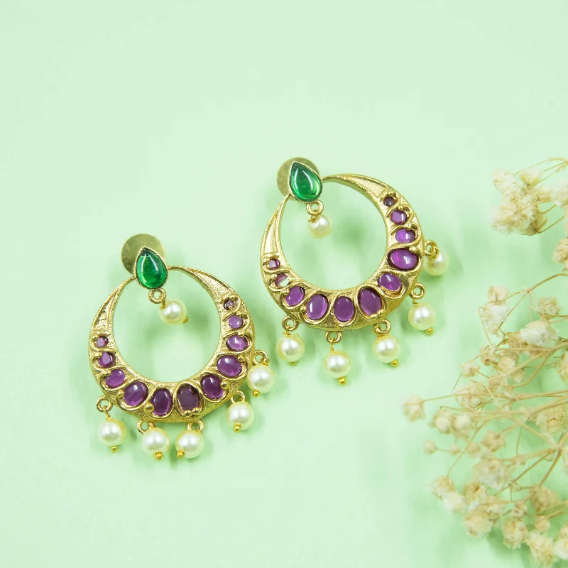 Enamel Earrings-Enamel Earrings-Nipura Kundan Kalapi Dangler Earrings