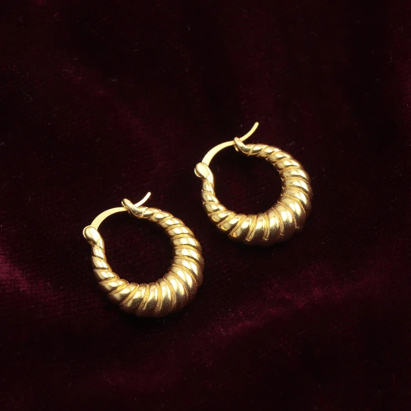 Bridal Earrings-Bridal Earrings-Nipura Golden Glowing Twist Hoops