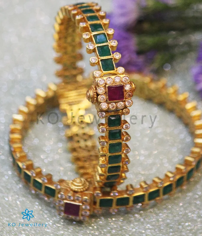 Stackable Gemstone Bracelets-The Shreeja Silver Bracelet (Green/Size 2.2/2.4/2.6/2.8)