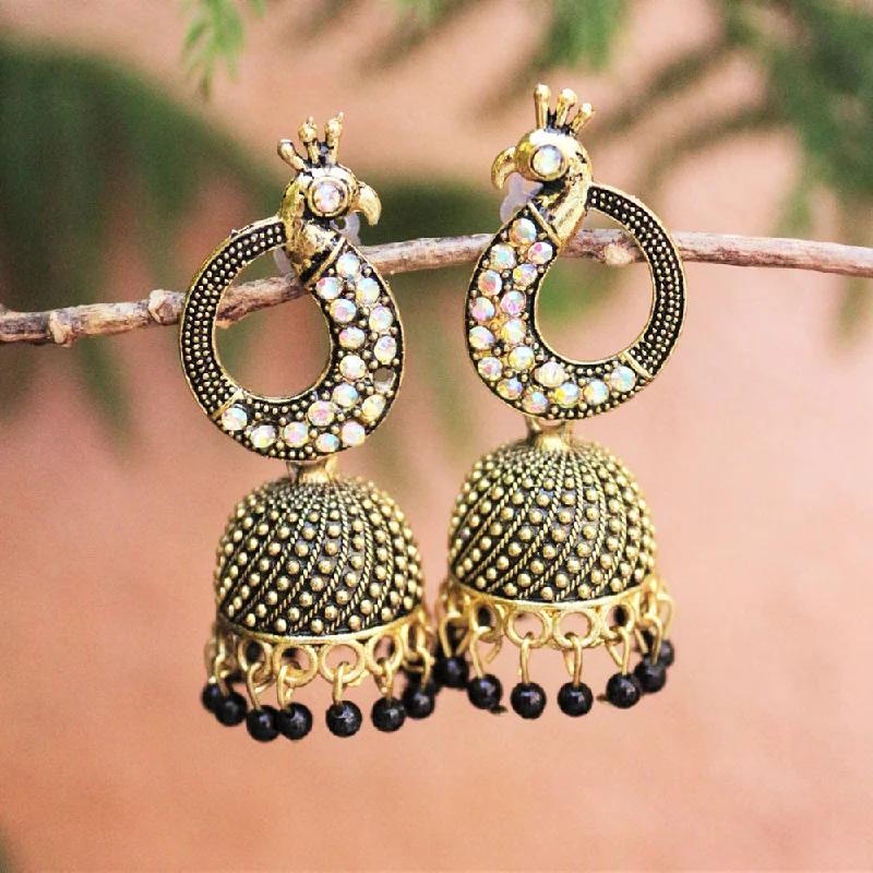 Tassel Earrings-Tassel Earrings-H K Fashion Gold Plated Austrian Stone Jhumki Earrings