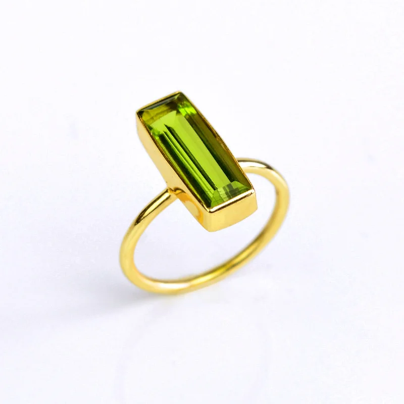 Stackable Wedding Bands-Peridot Bar Ring : August Birthstone