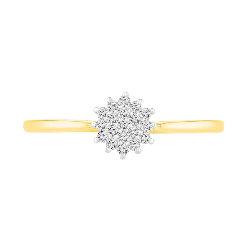 Custom Titanium Ring-1/8 CTW Diamond Cluster Ring in 10KT Yellow Gold