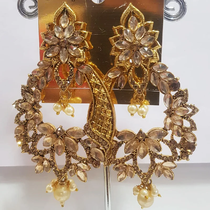 Luxury Crystal Earrings-Luxury Crystal Earrings-Shreeji Gold Plated Crystal  Stone Dangler Earrings