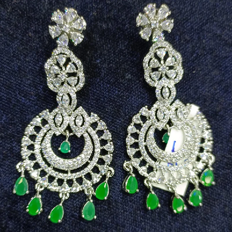 Statement Earrings for Women-Statement Earrings for Women-Jain Jewellers Silver Plated AD Dangler Earrings