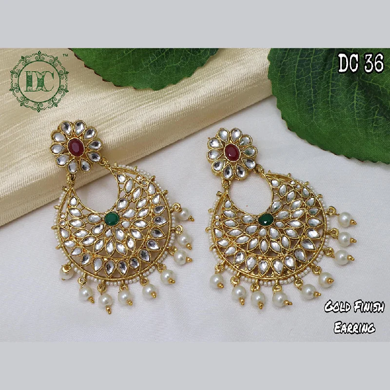 Beaded Earrings-Beaded Earrings-Diksha Collection Gold Plated Dangler Earrings