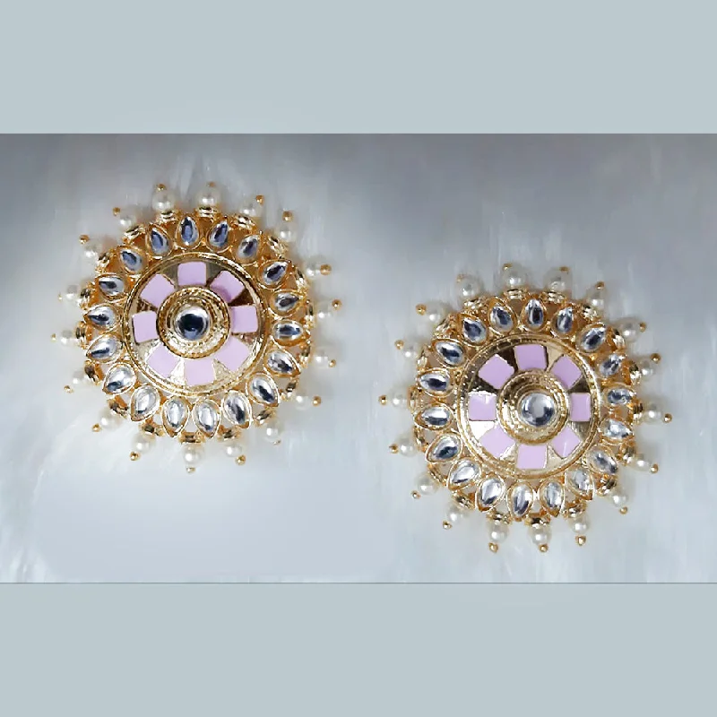 Oval Hoop Earrings-Oval Hoop Earrings-Deep Enterprises Gold Plated Kundan Stud Earrings