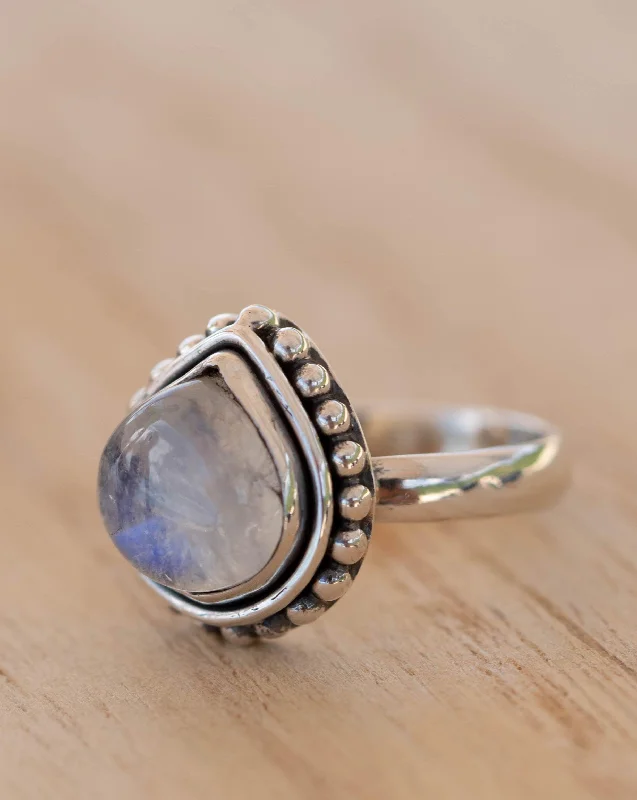 Modern Diamond Ring-Moonstone ~ Sterling Silver 925 ~MR134