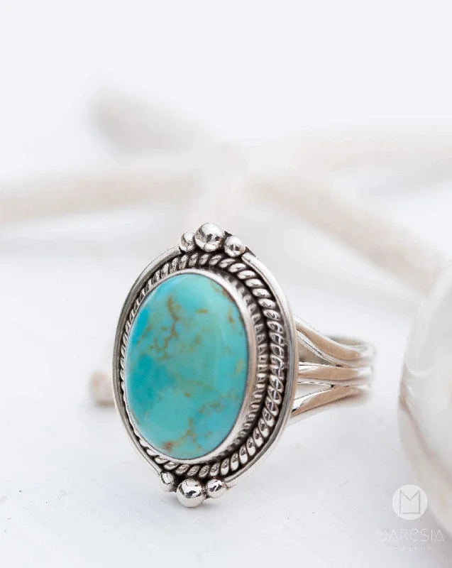 Custom Gemstone Ring-Karen Turquoise Ring ~ Sterling Silver 925 ~ MR262