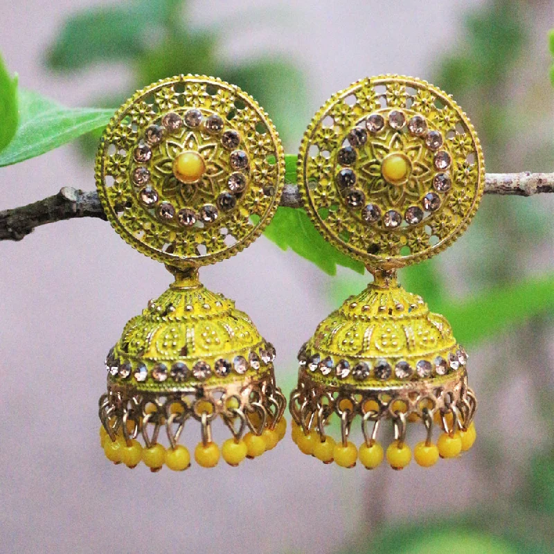 Unique Stud Earrings-Unique Stud Earrings-H K Fashion Gold Plated Austrian Stone  Jhumki  Earrings