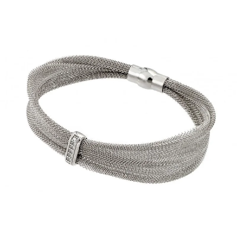 Simple Gold Bangle-Clearance-Silver 925 Gold Plated Mesh Italian Bracelet - JPB00003RH