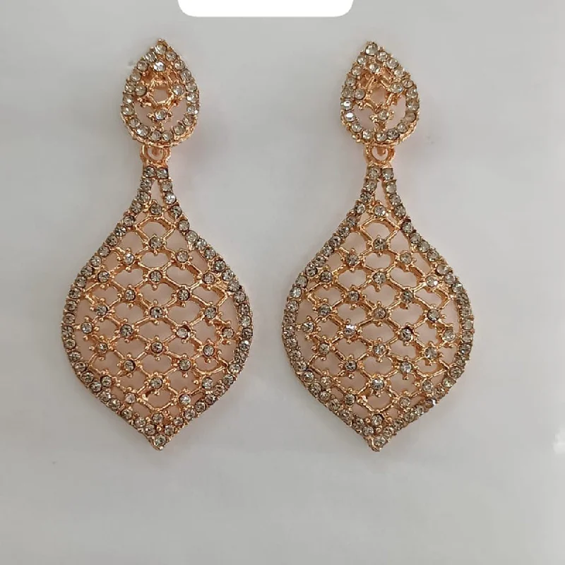 Gold Plated Earrings-Gold Plated Earrings-Khushboo Jewellers Austrian Stone Dangler Earrings