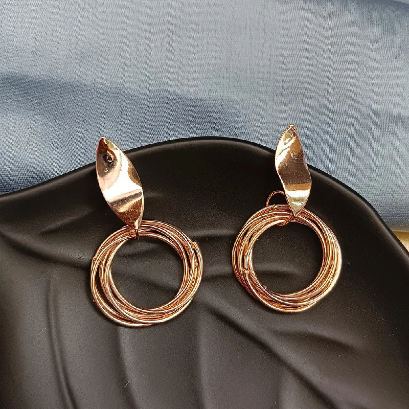 Simple Gold Earrings-Simple Gold Earrings-Viky Rose Gold Plated Dangler Earrings