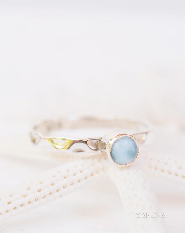 Silver Ring with Blue Sapphire-Larimar Ring ~ Sterling Silver 925 ~ MR208