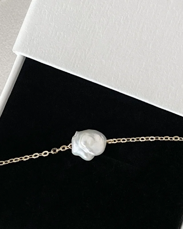 Handmade Silver Bracelet-Irregular Single Pearl Bracelet