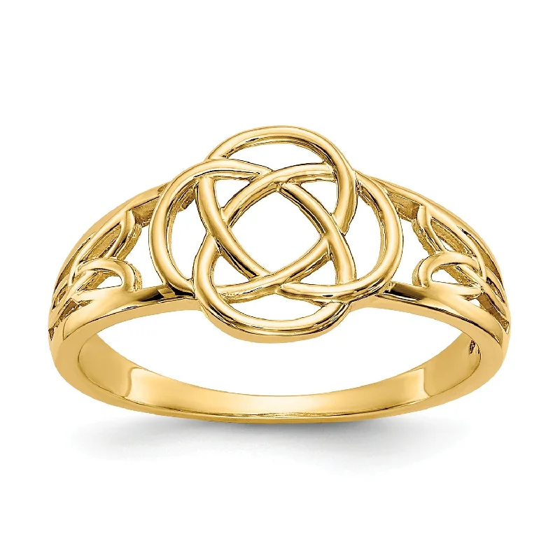 Adjustable Silver Ring-14k Polished Ladies Celtic Knot Ring