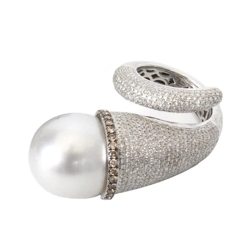 Gold Birthstone Ring-Pearl Swirl Ring