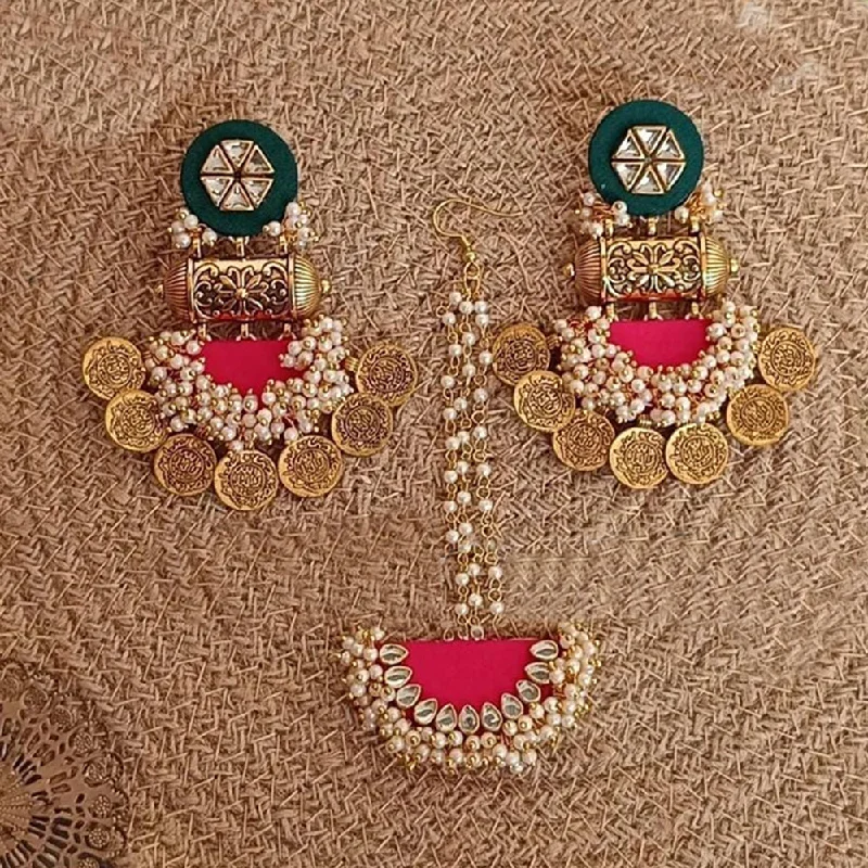 Unique Earrings for Party-Unique Earrings for Party-Shrijicreation Gold Plated Kundan Earring With Maangikka