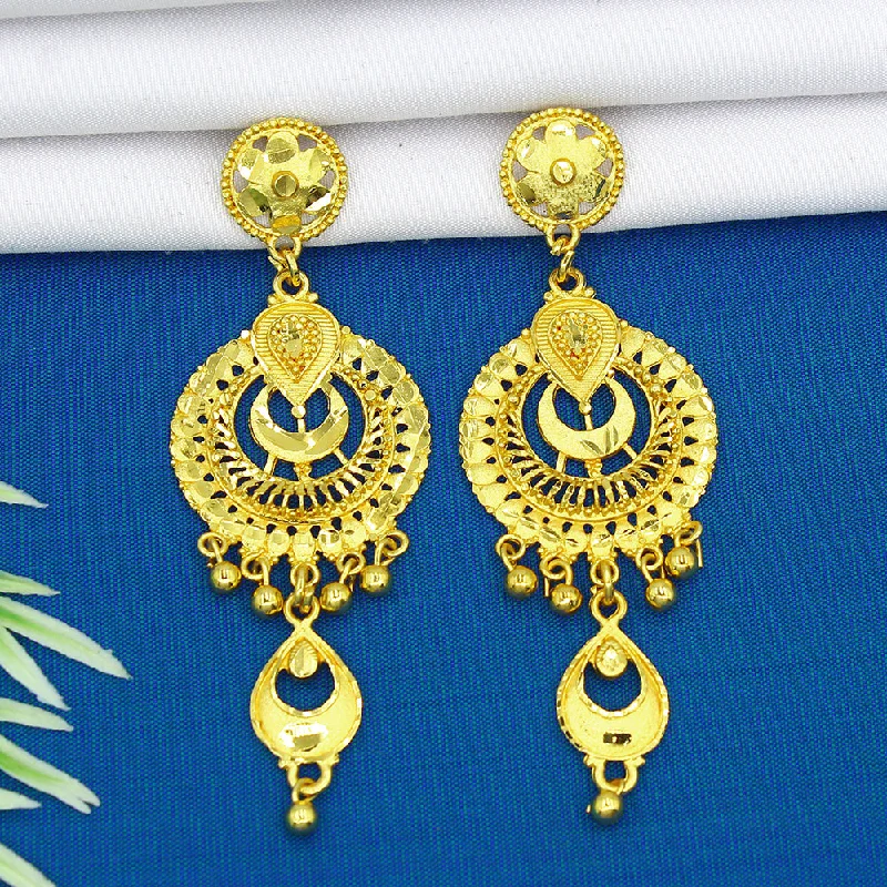 Layered Gold Earrings-Layered Gold Earrings-Mahavir Dye Gold Dangler Earrings