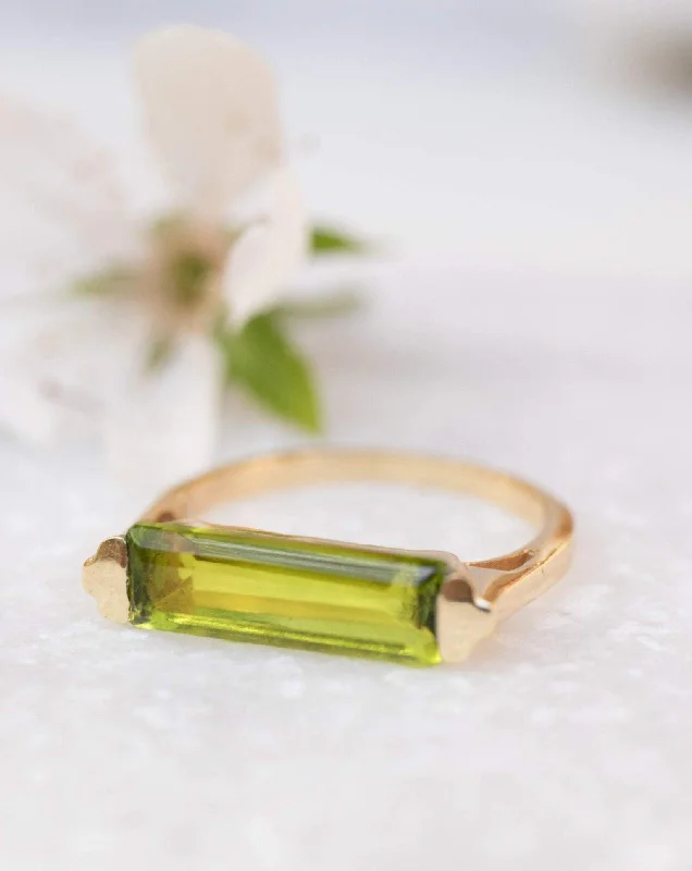 Diamond Halo Engagement Ring-Carine Gold Ring ~ Peridot Hydro ~ 18k Gold Plated ~MR160