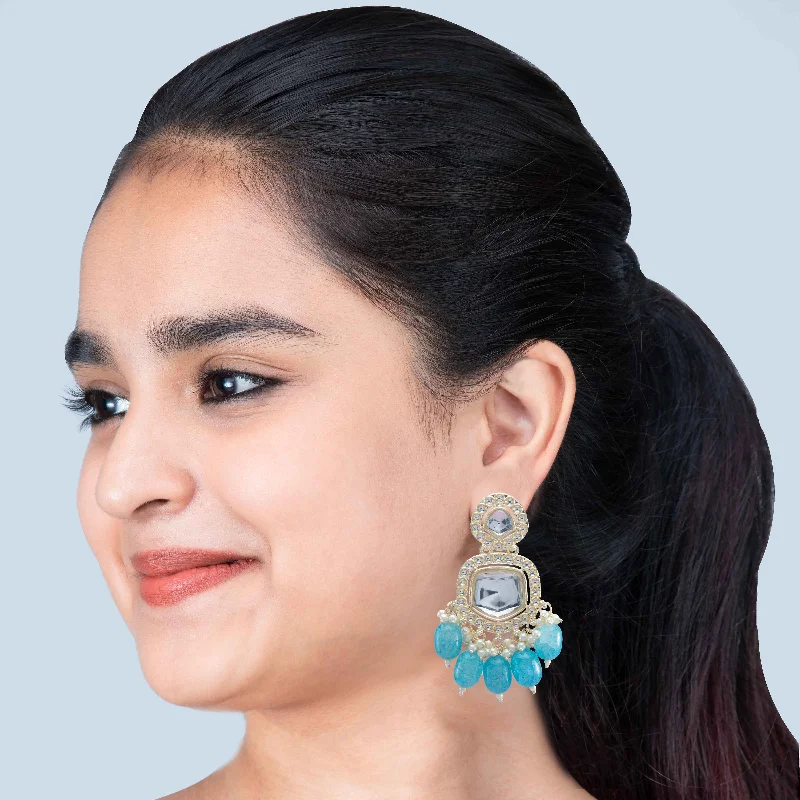 Semi Precious Stone Earrings-Semi Precious Stone Earrings-Nipura Kundan Ishani Maya Earrings