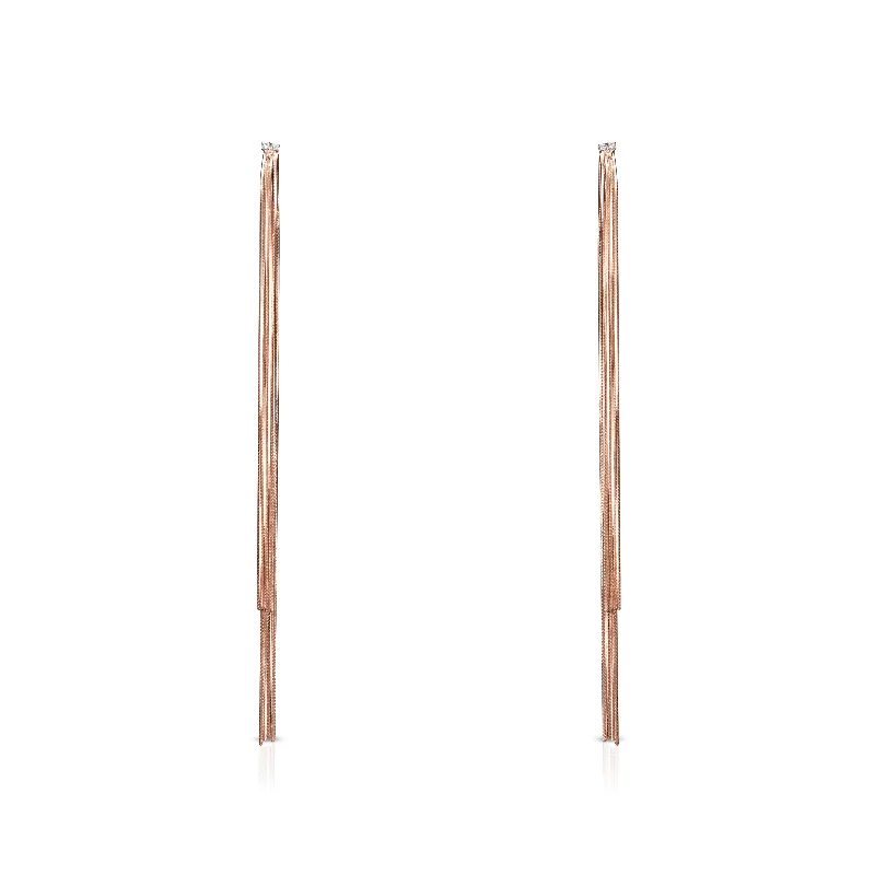 Everyday Stud Earrings-Everyday Stud Earrings-Nipura Rosegold Long Tassel Drop earrings