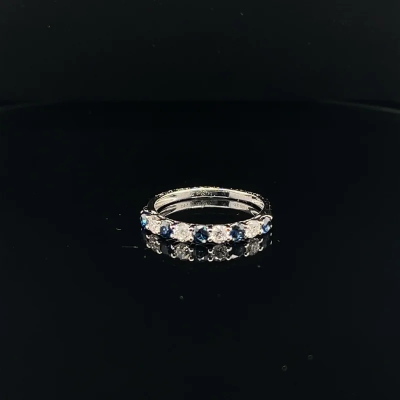 Unique Wedding Band Set-Sapphire & Diamond Anniversary Wedding Band in 18k White Gold - (#31-HRSAP00135)8