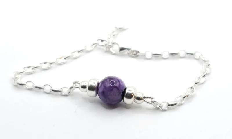 Personalized Charm Bracelet-CHAROITE MINIMALIST BRACELET