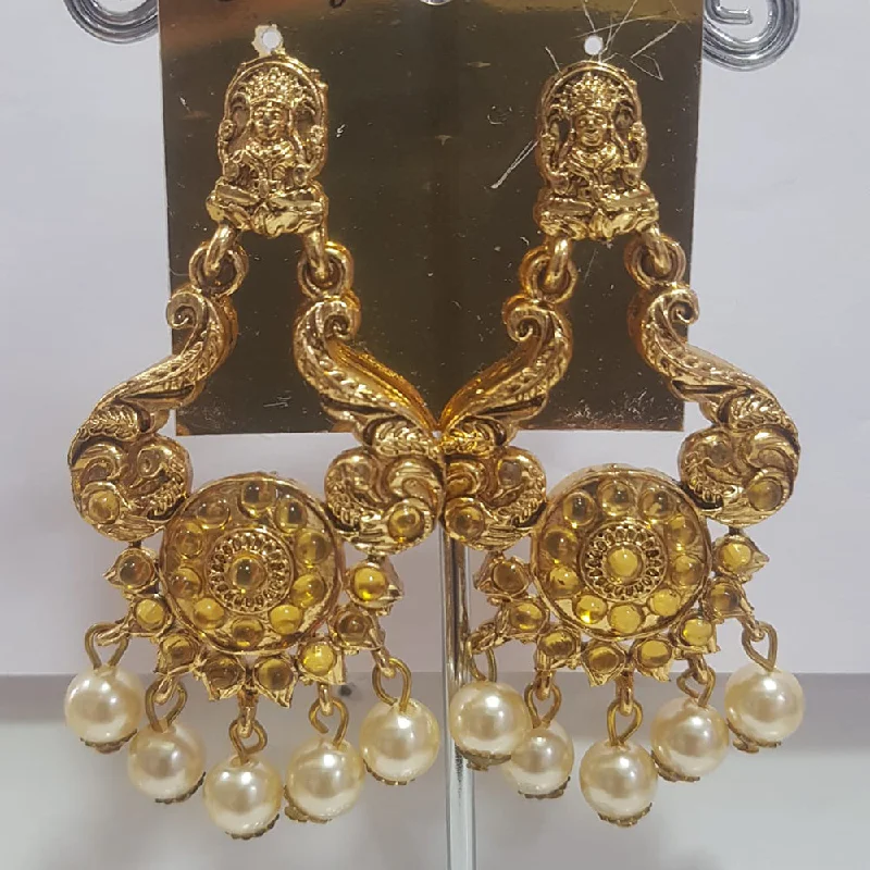 Party Earrings-Party Earrings-Shreeji Gold Plated Kundan Stone Dangler Earrings