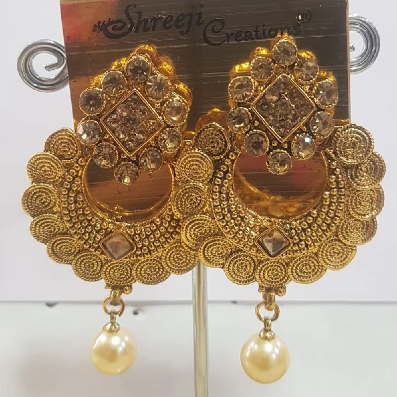 Classic Gold Earrings-Classic Gold Earrings-Shreeji Gold Plated Austrian Stone Dangler Earrings