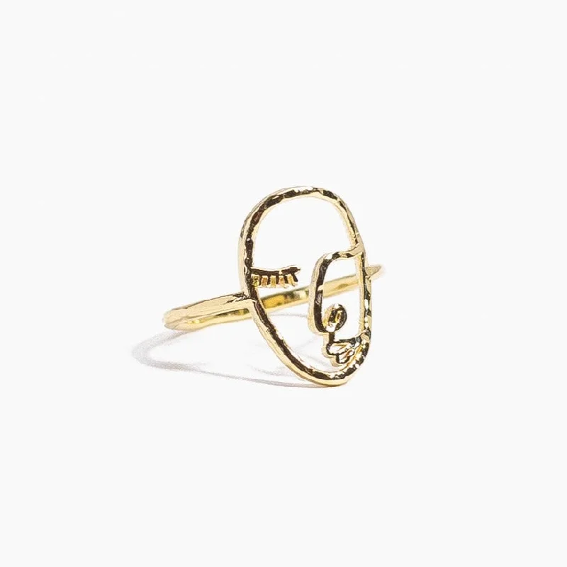 Oval Cut Diamond Ring-Artist Face Ring