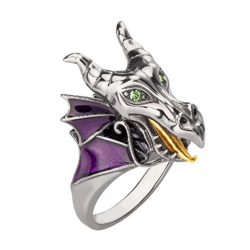 Modern Solitaire Ring-Disney X RockLove SLEEPING BEAUTY Maleficent Dragon Ring