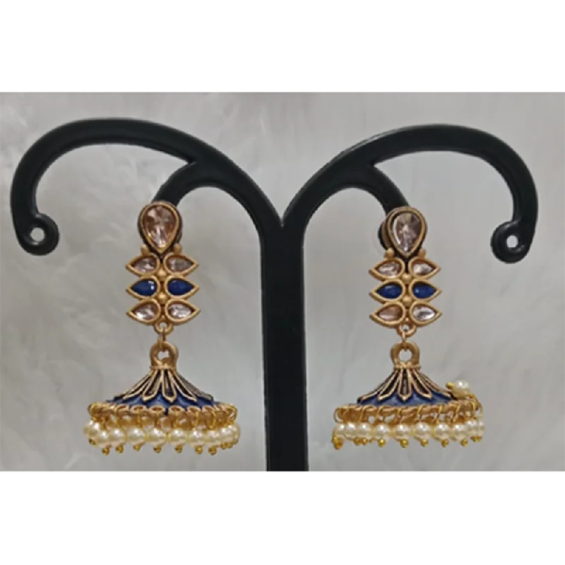 Pink Stone Earrings-Pink Stone Earrings-Infinity Jewels Gold Plated Jhumki Earrings