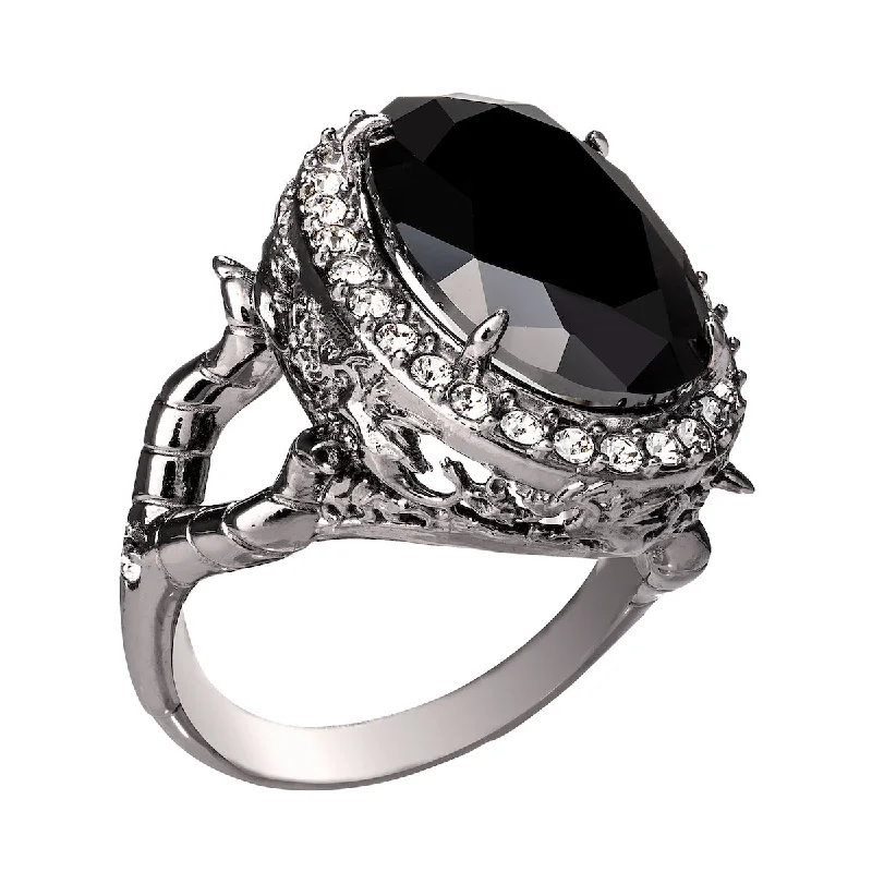 Art Deco Diamond Ring-Disney X RockLove SLEEPING BEAUTY Maleficent Crystal Ring