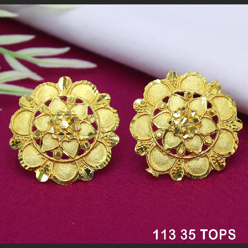 Silver Jewelry Earrings-Silver Jewelry Earrings-Mahavir Dye Gold Studs Earrings