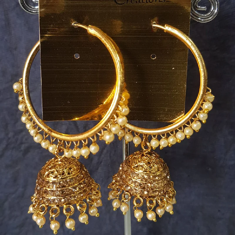 Glitter Earrings-Glitter Earrings-Shreeji Gold Plated Crystal Stone Jhumki Earrings