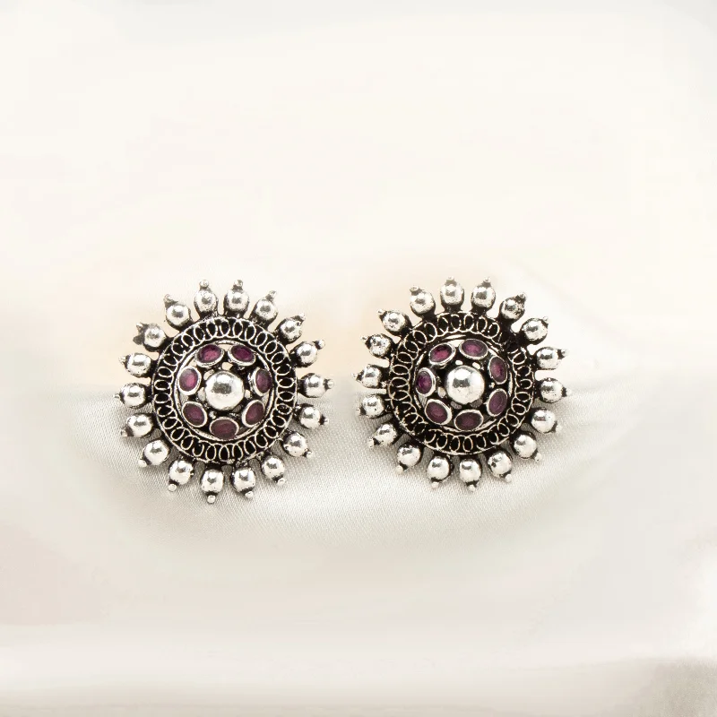 Boho Style Earrings-Boho Style Earrings-Nipura Pink Mandala Stud Earrings