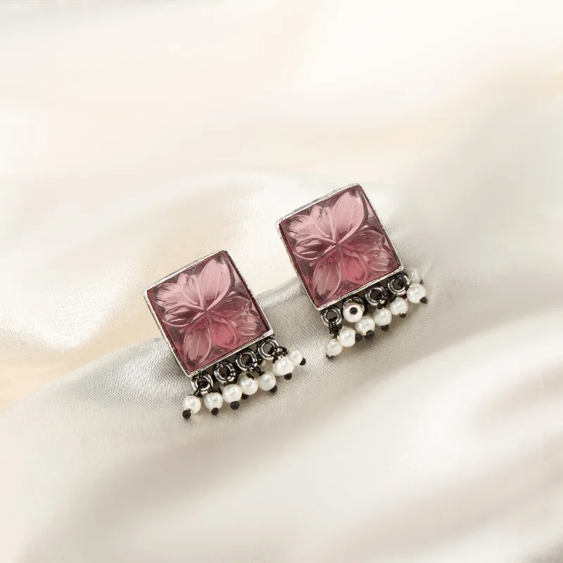 Silver Stud Earrings-Silver Stud Earrings-Nipura Pink Pearly Sanna Stud Earrings