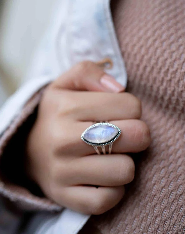 Sapphire and Diamond Ring-Cathy Ring ~Moonstone ~ Sterling Silver 925 ~ MR288