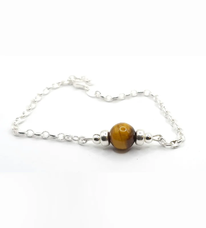 Custom Bracelet with Initials-YELLOW TIGER EYE MINIMALIST BRACELET