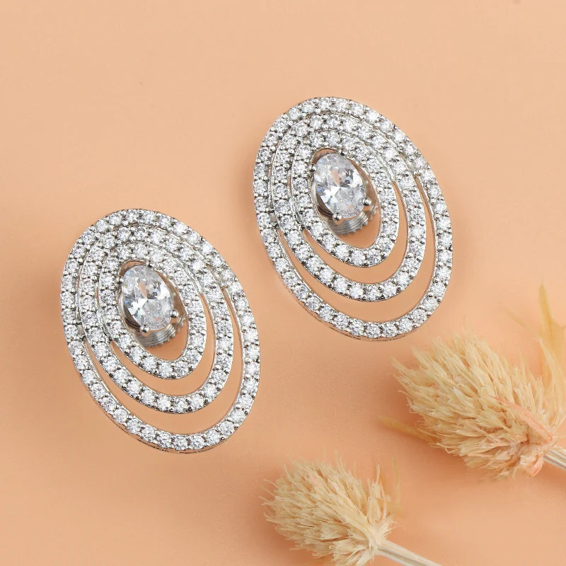 Stud Earrings with Stones-Stud Earrings with Stones-Nipura Zircon Nadia Stud Earrings