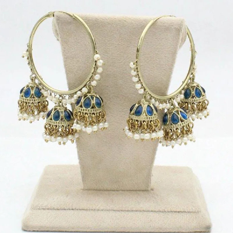 Colorful Earrings for Summer-Colorful Earrings for Summer-Pooja Bangles Gold Plated Kundan Jhumki Earings